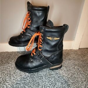 Harley-Davidson Leather Lace-Up Riding Boots Black Women’s 8